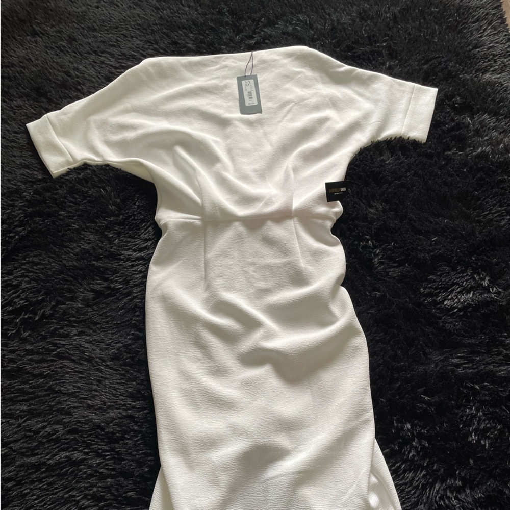 White Side Scrunch Dress